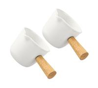 SHINEOFI 2 pièces Mini Pot à Lait Céramique Blanc Pichet Doseur et Lait Mousseur pour Café Espresso Verseur Sauce Multifonction pour Cuisine et Table