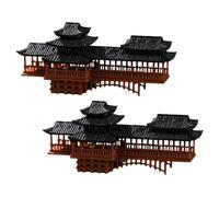SHINEOFI 2 Pièces Ornement Miniature de Pont Décor Paysager Chinois | Plastique, Style Architecture Traditionnelle, Usage Intérieur et Extérieur, pour Micro Paysage et Aquarium
