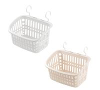 SHINEOFI 2 pièces Panier à Suspendre pour Salle de Bain Grand Panier Rectangulaire Plastique Blanc et Beige Étagère Murale Drainante Multifonction pour Cuisine et Rangement Accessoires