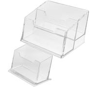 SHINEOFI 2 Pièces Porte-cartes de Visite Acrylique à Deux Compartiments | Organiseur de Cartes de Visite, Style Moderne et Lisse, Toucher Agréable, Usage Bureau et Comptoir