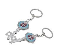 SHINEOFI 2 Pièces Porte Clés Religieux Forme de Clé Colorée avec Médaille Saint Benoît Pendentif Croix de Protection pour Sac à Dos et Sac à Main Accessoire Catholique Portable et Décoratif
