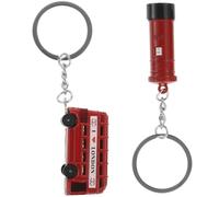 SHINEOFI 2 pièces Porte-clés Rétro Britannique Alliage Résistant Pendentif Chic Rouge Bus et Boîte Aux Lettres Souvenir Londres pour Voiture Sacoche à Main et Trousseau