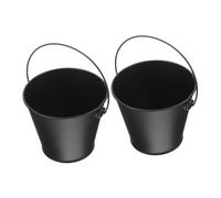 SHINEOFI 2 pièces Seau à Graisse Barbecue Fer Noir Seau Résistant Haute Température pour Collecte Huile Graisse Accessoire Multifonction pour Cuisson et Barbecue