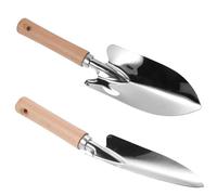 SHINEOFI 2 pièces Set de Pelles à Main pour Jardinage Outils Robustes Acier Inoxydable avec Manches Bois Ergonomiques Adaptés Au Transfert de Terre Plantation de Plantes Grasses pour