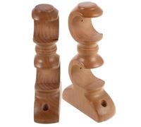 SHINEOFI 2 Pièces Supports Doubles Beige en Bois Massif 28mm Base Romaine, Installation Murale Facile, pour Tringles à Rideaux Adaptés pour Salon, et Projets D'amélioration Maison