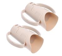 SHINEOFI 2 Pièces Tasse à Bec Fixe pour Personnes Âgées en Plastique Beige avec Double Poignée, Forme Inclinée, Facile à Saisir Nettoyer pour Soins Infirmiers