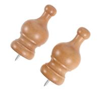SHINEOFI 2 Pièces Tête Décorative Bois pour Tringle à Rideau Embout Couronne Élégant Accessoire de Finition pour Tringles à Rideaux Design Naturel et Robuste