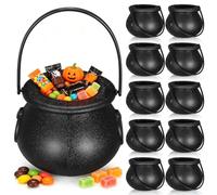 SHINEOFI 20 Pièces Mini Chaudron Noir en Plastique, Célébration | Panier à Chaudron, Petits Chaudrons, Bouilloire de Sorcière, pour Fête D'anniversaire, Usage Décoratif