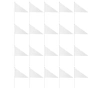 SHINEOFI 20 Pièces Petits Drapeaux Blancs Vierges avec Bâtons, Mini Drapeaux Triangulaires en Plastique et Polyester, 7x10,6 Pouces, pour Loisirs Créatifs et Table