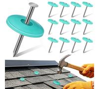 SHINEOFI 200 Pièces Clous à Capuchon Rond Protection Étanche 35mm en Plastique Vert pour Fixation Toiture et Installation Rapide pour Applications de Fixation de Maison