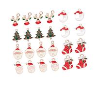 SHINEOFI 24 pièces Pendentifs de Noël Alliage Accessoires de Bijoux pour DIY Décorations de Noël Charme Mixte pour Artisanales