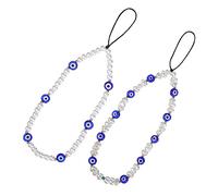 SHINEOFI 2pièces Dragonne Pour Téléphone Portable Pendentif Anti- Œil Cordon Perlé Pour Et Porte-clés Ajustable