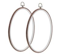 SHINEOFI 2pièces Lot De Cercles De Broderie Ovales Plastique Imitation Bois Cadre Point Croix Décoratif Léger Et Portable Pour Diy Broderie Et Décoration Maison