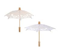 SHINEOFI 2pièces Mini Parapluies Dentelle Blancs avec Poignée Décoration pour Mariage et Tea Party Accessoires Photo Vintage et Décoratifs