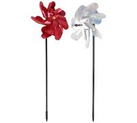 SHINEOFI 2pièces Moulin à Vent Réflectant pour Chasser Oiseaux Lot de Outil de Dissuasion pour Jardin et Verger Rouge et Argent