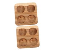 SHINEOFI 2pièces Support à Œufs Bois Acacia Pour Réfrigérateur Coquetier Étagère à Œufs Plat Porte-œufs Organisateur De Plan De Travail Base De Rangement