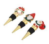 SHINEOFI 3 Pièces Bouchons de Vin de Noël Festive avec Père Noël Couronne et Lutin Scelleurs de Bouteilles Boissons Préserveurs pour Fêtes de Fin Année