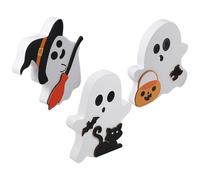 SHINEOFI 3 Pièces Décoration Halloween en Bois pour Table Chat Noir et Balai de Sorcière, Plateau à Étages Délicat pour Fête et Bureau, Accessoire Photobooth