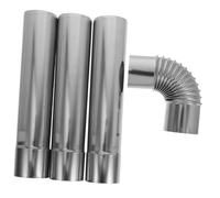 SHINEOFI 3 pièces Inox Droit avec Coude pour Évacuation Fumée Chauffage Conduit Cheminée Flue pour Chauffe Eau