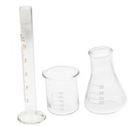 SHINEOFI 3 pièces Kit de laboratoire en verre borosilicaté bécher gradué fiole évasée cylindre mesureur résistant haute température usage scolaire et chimie organique