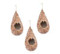 SHINEOFI 3 pièces Nid Oiseau Décoratif Tressée à Suspendre Maison Nichoir Extérieur pour Jardin et Patio Refuge pour Oiseaux Protection Vent et Pluie