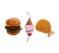 SHINEOFI 3 pièces Peluche pour Chiens et Chats Simulation Aliments Hamburger Poulet Frit Glace Éducatif Doux et Sonore pour Jouer avec Animaux de Compagnie