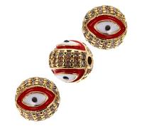 SHINEOFI 3 Pièces perle mauvais oeil perle d'oeil charme rapide connecteur de perle mauvais œil Halloween charms pour bracelet perle de lien d'oeil bijoux mauvais œil perle alliage rouge