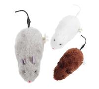 SHINEOFI 3 Pièces Souris Mécanique pour Chat Peluche Réaliste avec Fonction à Remontoir Stimulation du Jeu et Instinct de Chasse pour Chats