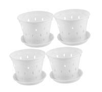 SHINEOFI 4 Ensemble Lot de Pots Transparants Plastique avec Drainage et Soucoupes Pots Légers et Portables pour Plantes Succulentes Orchidées Décoration Intérieure et Balcon