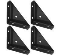 SHINEOFI 4 Équerres d'angle Triangulaires en Fer Noir Moyen, Supports D'armoire et Connecteurs pour Meubles en Bois, Fixation Renforcée pour Lits, Tables et Étagères, Accessoires