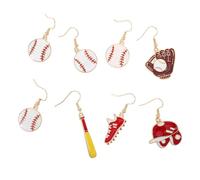SHINEOFI 4 Paires Boucles D'oreilles Asymétriques de Baseball pour Femmes et Adolescentes, Légères en Alliage, Résistantes Déformation, pour Soirées et Bureau