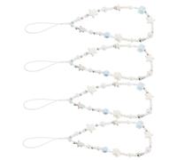 SHINEOFI 4 Pièces Beaded Cellphone Lanyard With Fake Pearl Star Shell Summer Beach Style Wristlet Phone Strap For Camera And Smartphone Accessories