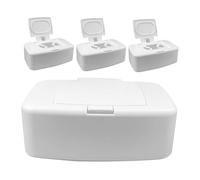 SHINEOFI 4 pièces Boîte à Lingettes Plastique Blanche Distributeur Portable et Rechargeable Rangement Salle de Bain et Chambre Design Moderne pour Lingettes Humides Fraîches