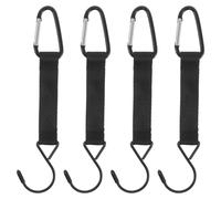 SHINEOFI 4 Pièces Crochet de Terrain Extérieur Noir en Métal et Sangle pour | Surface Antidérapante, Anti-vol et Embouts Non Accrochants, pour Vestiaire, Court et Rangement Organisé