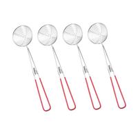 SHINEOFI 4 pièces Cuillère Passoire Inox avec Manche Petite Passoire à Mailles pour Friture Fondue Chinoise Ustensile Cuisine Multifonction pour Filtration Huile et Nouilles