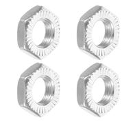 SHINEOFI 4 Pièces Écrou D’axe de Vélo Zingué à Bride Crantée pour | Métal Argenté, Rondelle Intégrée, Verrouillage Sûr, Usage Route et Vtt, Entretien Rapide