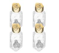 SHINEOFI 4 Pièces Flacon en Verre Or 16ml Motif Fleur de Rose Élégant et Multifonctionnel pour Usage Quotidien et Pèlerinages, Taille Voyage Décorative