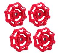 SHINEOFI 4 Pièces Manette de Vanne Rouge en Fer pour Tige de Vanne Roue Ronde Surface Résistante à L'usure Quotidienne pour Systèmes Humides et D'évacuation des Eaux Pluviales