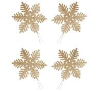 SHINEOFI 4 pièces Pendentifs de Sapin de Noël Décorations Suspendues pour Sapin de Noël Flocon de Neige Plastique Or Trou Suspendre à Accrocher et Porte pour Jardin et Fêtes