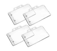 SHINEOFI 4 Pièces Porte-badge Horizontal Rigide Abs Renforcé Étui Transparent Protecteur pour Cartes Identité Cartes de Crédit et Badges Lot de Polyvalent pour Bureau Hôpital et Étudiants