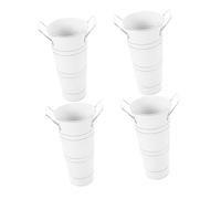 SHINEOFI 4 Pièces Seaux à Fleurs Métal Galvanisé Pots Rustiques Fer Épais Vases Décoratifs Polyvalents pour Intérieur et Extérieur Style Ferme Vintage avec Poignées