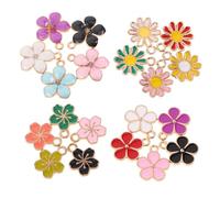 SHINEOFI 40 Pièces Lot de Breloques Fleur Alliage Coloré Émaillé Charm Pendentifs Cerisier Marguerite pour DIY Colliers Bracelets Boucles Oreilles Créations Bijoux