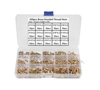 SHINEOFI 450 Pièces Kit D'écrous Moletés en Laiton M2-m4, Lot de Fixations Dorées, Léger et Compact, pour Pièces Thermodurcissables et Thermoplastiques, Électronique Grand Public et Fusion