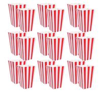 SHINEOFI 48 Pièces Boîtes à Popcorn en Papier Rayé Rouge, Facile à Plier et Portable, pour Snacks Lors de Fêtes Foraines ou Rassemblements Festifs