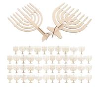 SHINEOFI 48 Pièces Porte-bougies en Bois Non Finition pour Hanoukka, Décoration de Table pour Fête Juive, Surface Brute, Réutilisable, Dimensions 15x14cm