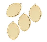SHINEOFI 4pièces Lot de Plateaux Ovales pour Pendentifs Supports Vierges pour Création de Bijoux DIY Breloques pour Colliers Dorés