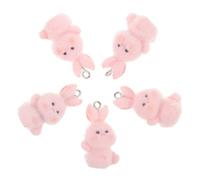 SHINEOFI 5 Pièces Rabbit Charms Flocking Pendant Lightweight Cartoon Bunny Keychain For DIY Bags Keys Purses Teens