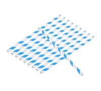 SHINEOFI 50 Bâtonnets de Barbe à Papa en Papier 10X300 MM Bleu et Blanc Rayé Accessoires Compatibles pour Machines Automatiques Commerciales Fournitures pour Fêtes et Événements