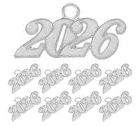 SHINEOFI 50 Breloques Métal Chapeau de Remise de Diplôme 2026 Argenté Moyen Taille Pendentifs Pompon pour Bijoux et Décorations de Toques Breloques Année 2026 pour Créations DIY et