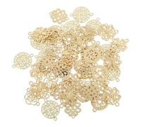 SHINEOFI 50 Pièces Connecteurs Baroques Dorés à Double Trou Breloques Plates Style Chinois Fleur Cœur pour Bijoux DIY Assorti pour Colliers Bracelets Boucles Oreilles